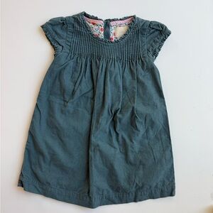 Mini Boden Girls Green Grey Corduroy Liberty of London Dress 2-3Y 2T3T